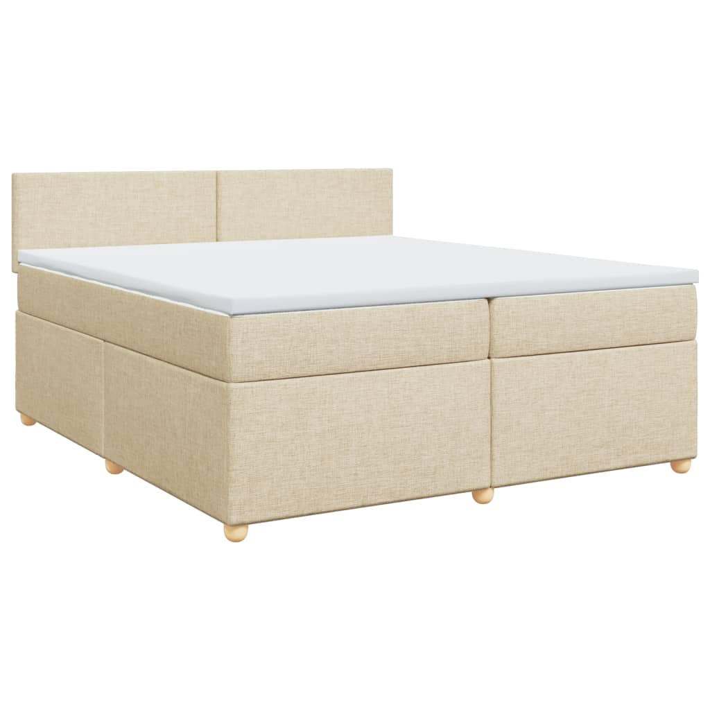 Κρεβάτι Boxspring με Στρώμα Κρεμ 200x200 εκ. Υφασμάτινο