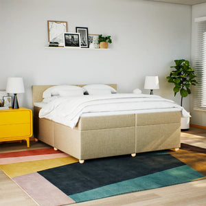 Κρεβάτι Boxspring με Στρώμα Κρεμ 200x200 εκ. Υφασμάτινο