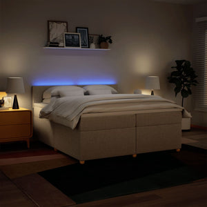 Κρεβάτι Boxspring με Στρώμα Κρεμ 200x200 εκ. Υφασμάτινο
