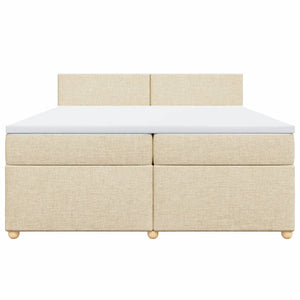 Κρεβάτι Boxspring με Στρώμα Κρεμ 200x200 εκ. Υφασμάτινο