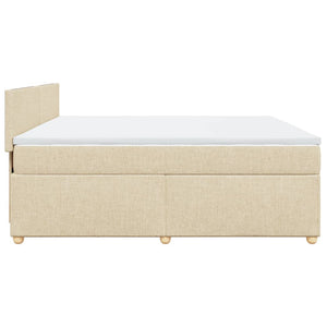 Κρεβάτι Boxspring με Στρώμα Κρεμ 200x200 εκ. Υφασμάτινο