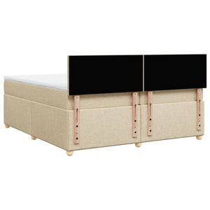 Κρεβάτι Boxspring με Στρώμα Κρεμ 200x200 εκ. Υφασμάτινο