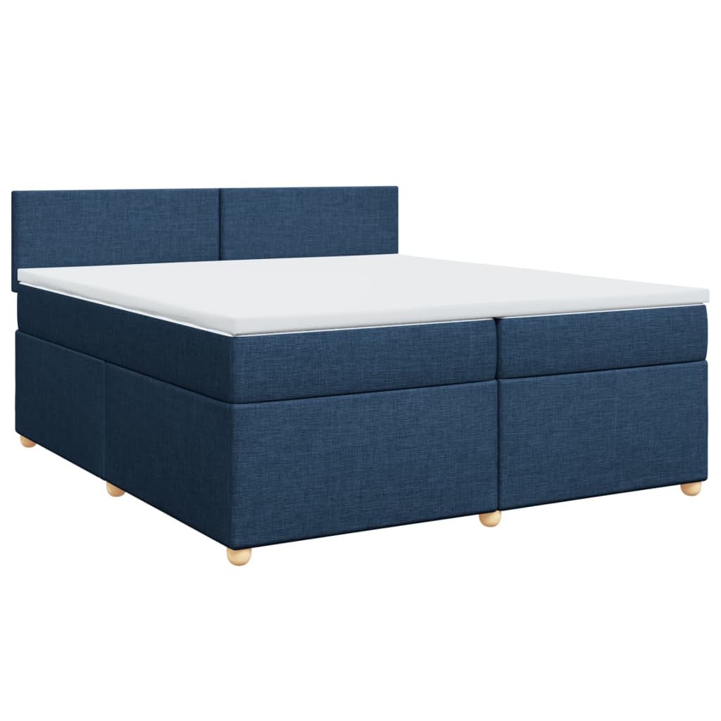 Κρεβάτι Boxspring με Στρώμα Μπλε 200x200 εκ. Υφασμάτινο
