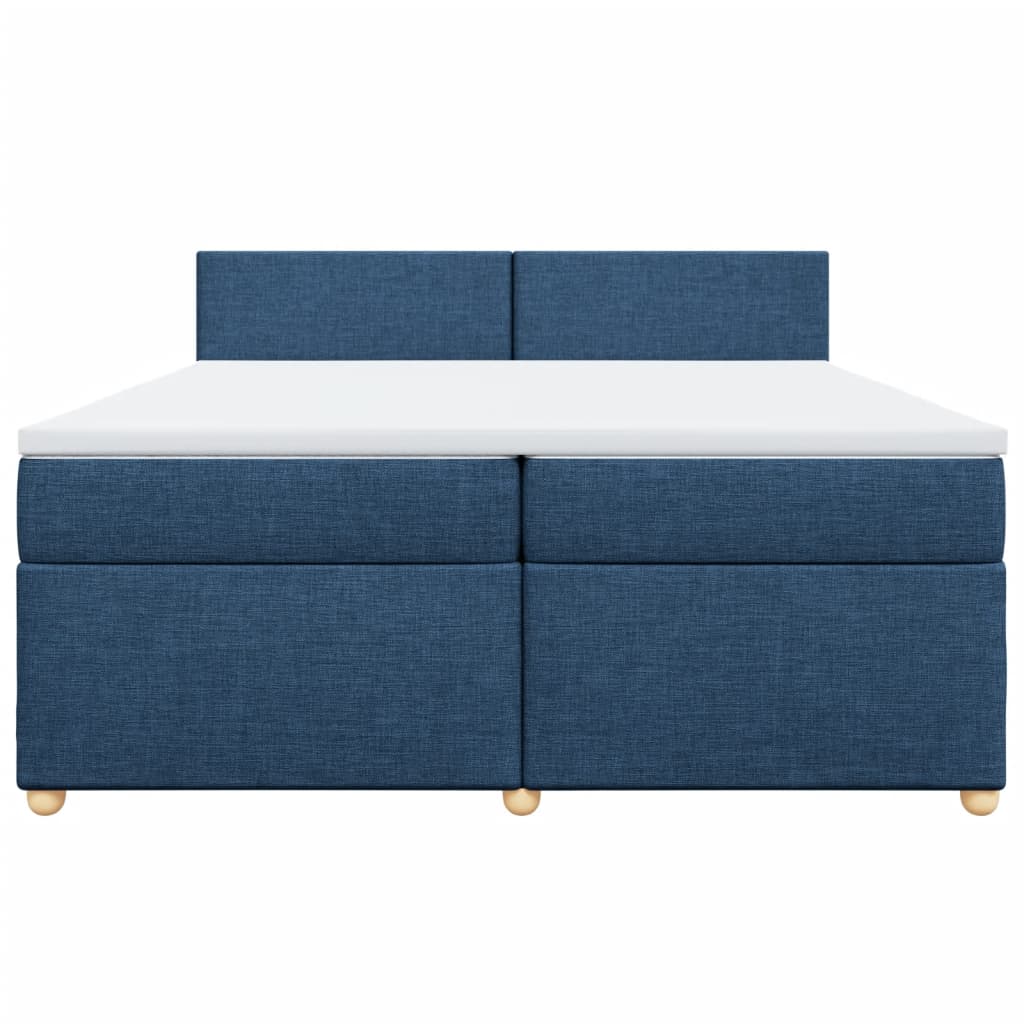 Κρεβάτι Boxspring με Στρώμα Μπλε 200x200 εκ. Υφασμάτινο
