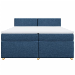 Κρεβάτι Boxspring με Στρώμα Μπλε 200x200 εκ. Υφασμάτινο