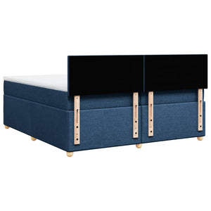 Κρεβάτι Boxspring με Στρώμα Μπλε 200x200 εκ. Υφασμάτινο