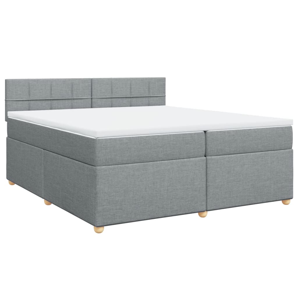 Κρεβάτι Boxspring με Στρώμα Ανοιχτό Γκρι 200x200 εκ. Υφασμάτινο - Pakobazaar