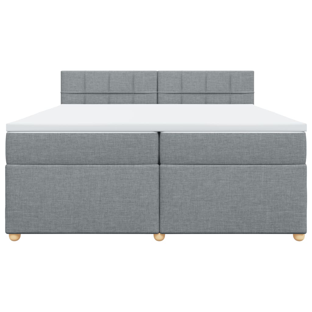 Κρεβάτι Boxspring με Στρώμα Ανοιχτό Γκρι 200x200 εκ. Υφασμάτινο - Pakobazaar