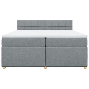 Κρεβάτι Boxspring με Στρώμα Ανοιχτό Γκρι 200x200 εκ. Υφασμάτινο - Pakobazaar