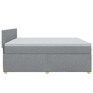 Κρεβάτι Boxspring με Στρώμα Ανοιχτό Γκρι 200x200 εκ. Υφασμάτινο - Pakobazaar
