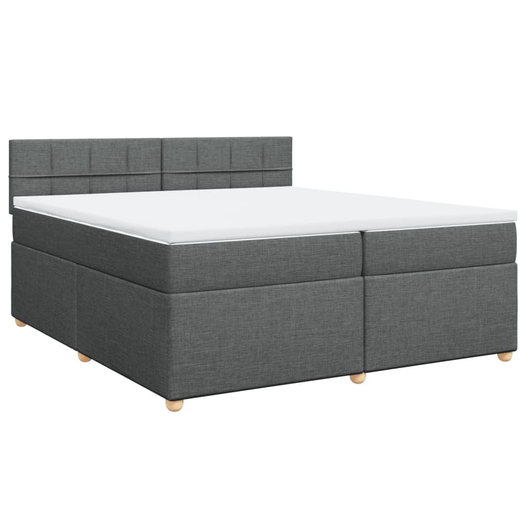 Κρεβάτι Boxspring με Στρώμα Σκούρο Γκρι 200x200 εκ. Υφασμάτινο - Pakobazaar