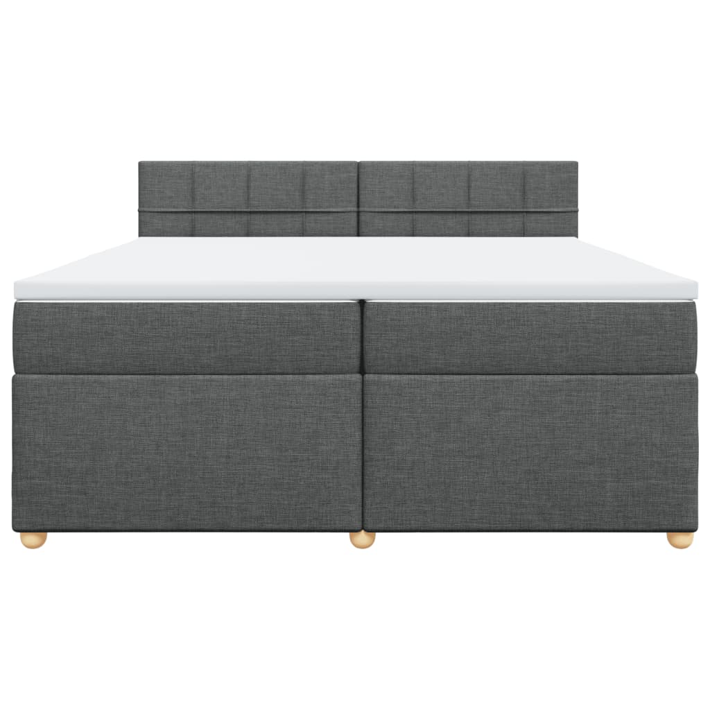 Κρεβάτι Boxspring με Στρώμα Σκούρο Γκρι 200x200 εκ. Υφασμάτινο - Pakobazaar