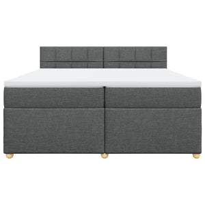 Κρεβάτι Boxspring με Στρώμα Σκούρο Γκρι 200x200 εκ. Υφασμάτινο - Pakobazaar