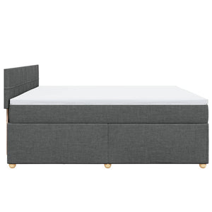 Κρεβάτι Boxspring με Στρώμα Σκούρο Γκρι 200x200 εκ. Υφασμάτινο - Pakobazaar