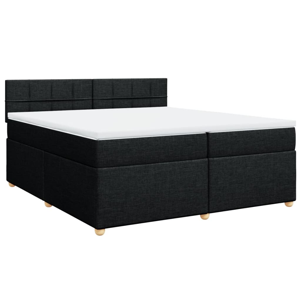 Κρεβάτι Boxspring με Στρώμα Μαύρο 200x200 εκ. Υφασμάτινο - Pakobazaar