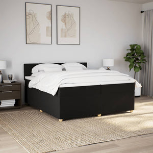 Κρεβάτι Boxspring με Στρώμα Μαύρο 200x200 εκ. Υφασμάτινο - Pakobazaar