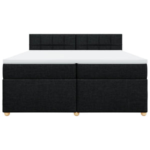 Κρεβάτι Boxspring με Στρώμα Μαύρο 200x200 εκ. Υφασμάτινο - Pakobazaar
