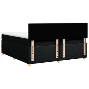 Κρεβάτι Boxspring με Στρώμα Μαύρο 200x200 εκ. Υφασμάτινο - Pakobazaar