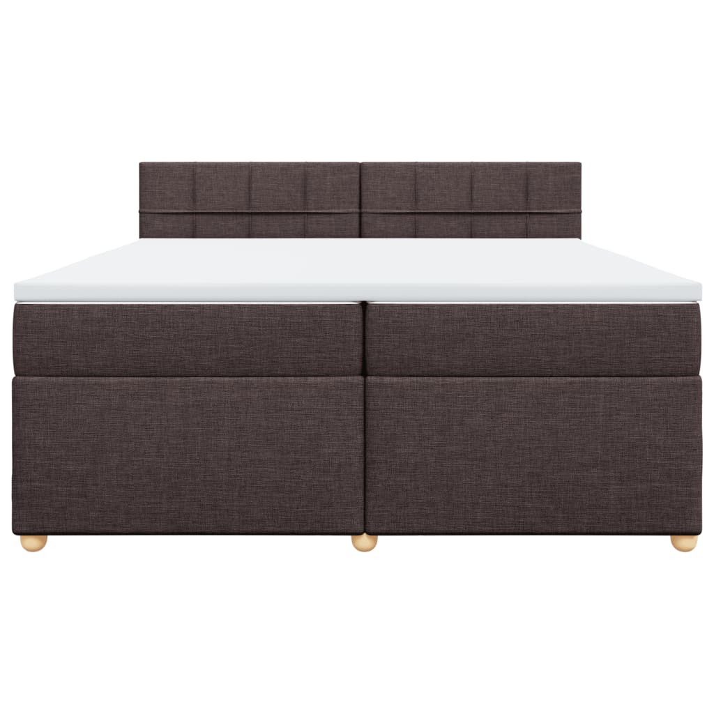 Κρεβάτι Boxspring με Στρώμα Σκούρο Καφέ 200x200 εκ. Υφασμάτινο - Pakobazaar