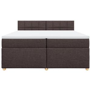 Κρεβάτι Boxspring με Στρώμα Σκούρο Καφέ 200x200 εκ. Υφασμάτινο - Pakobazaar