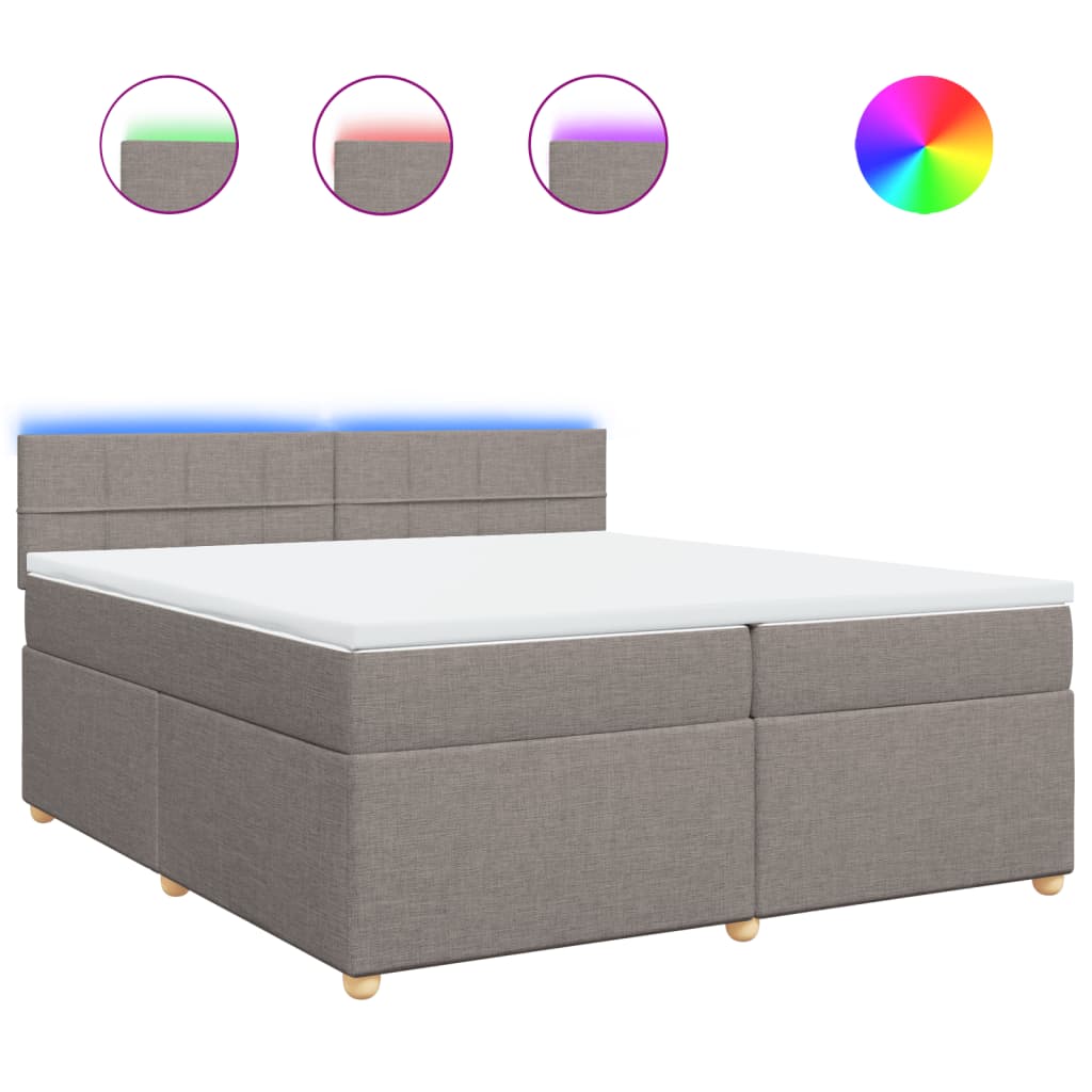 Κρεβάτι Boxspring με Στρώμα Taupe 200x200 εκ. Υφασμάτινο