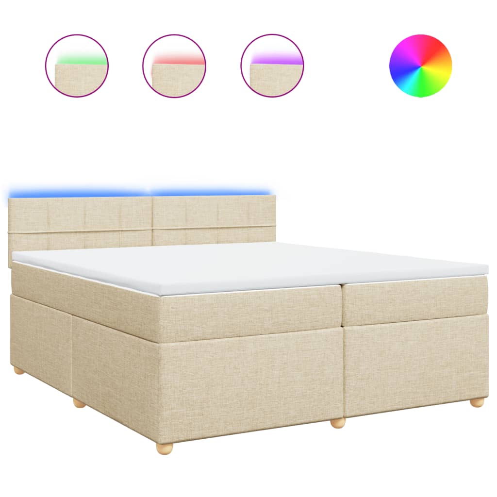Κρεβάτι Boxspring με Στρώμα Κρεμ 200x200 εκ. Υφασμάτινο