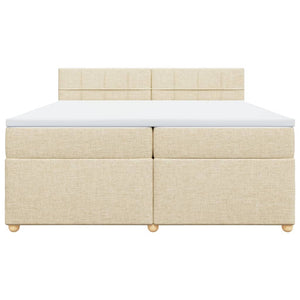 Κρεβάτι Boxspring με Στρώμα Κρεμ 200x200 εκ. Υφασμάτινο