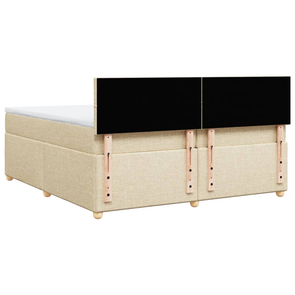 Κρεβάτι Boxspring με Στρώμα Κρεμ 200x200 εκ. Υφασμάτινο
