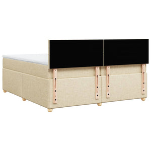 Κρεβάτι Boxspring με Στρώμα Κρεμ 200x200 εκ. Υφασμάτινο