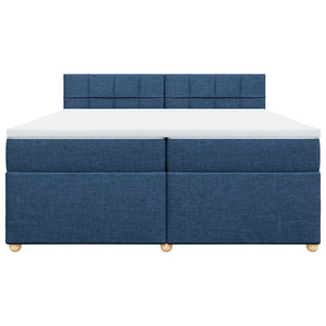 Κρεβάτι Boxspring με Στρώμα Μπλε 200x200 εκ. Υφασμάτινο - Pakobazaar