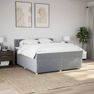 Κρεβάτι Boxspring με Στρώμα Ανοιχτό Γκρι 200x200 εκ. Υφασμάτινο - Pakobazaar