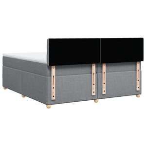 Κρεβάτι Boxspring με Στρώμα Ανοιχτό Γκρι 200x200 εκ. Υφασμάτινο - Pakobazaar