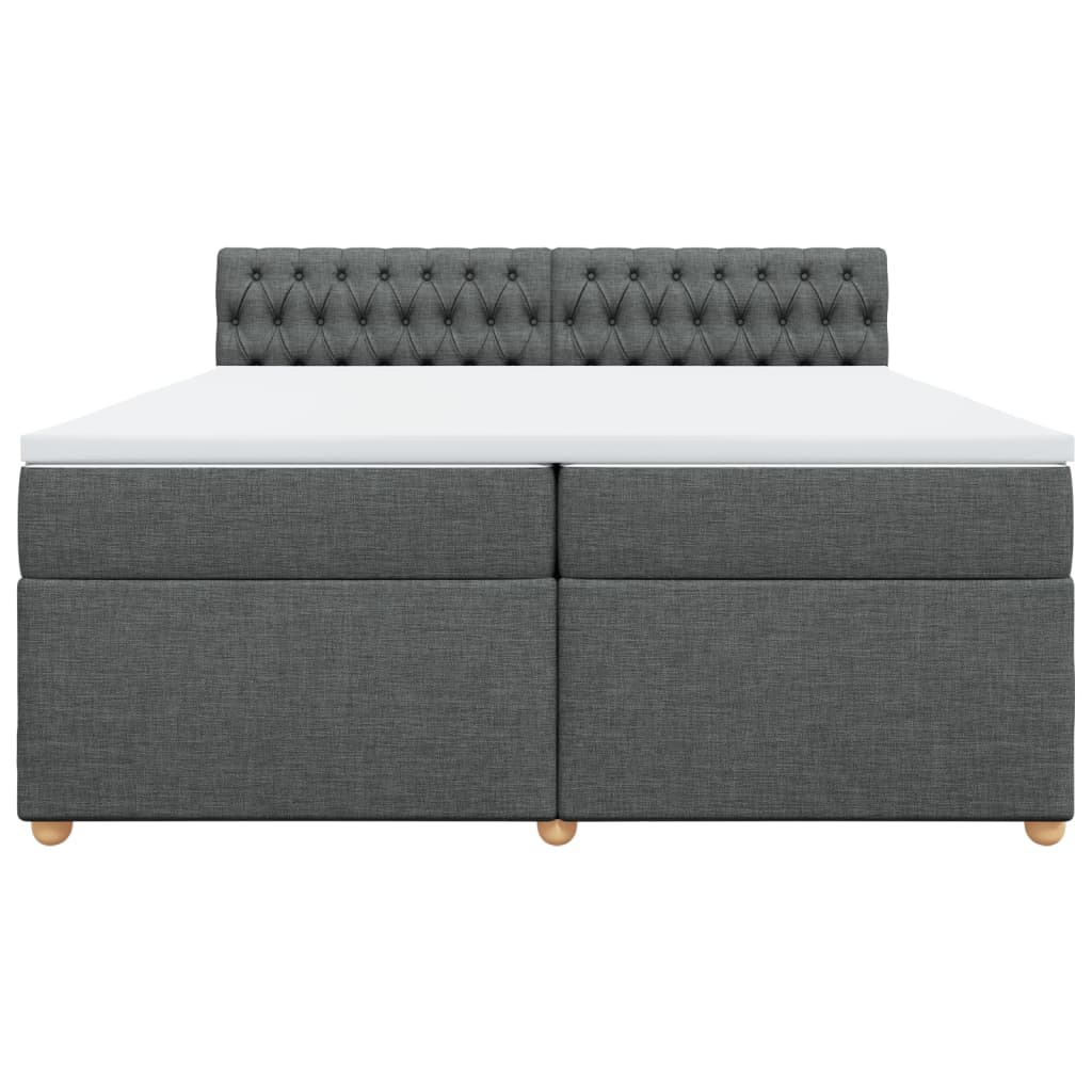 Κρεβάτι Boxspring με Στρώμα Σκούρο Γκρι 200x200 εκ. Υφασμάτινο - Pakobazaar