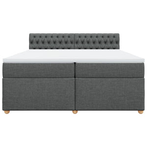 Κρεβάτι Boxspring με Στρώμα Σκούρο Γκρι 200x200 εκ. Υφασμάτινο - Pakobazaar