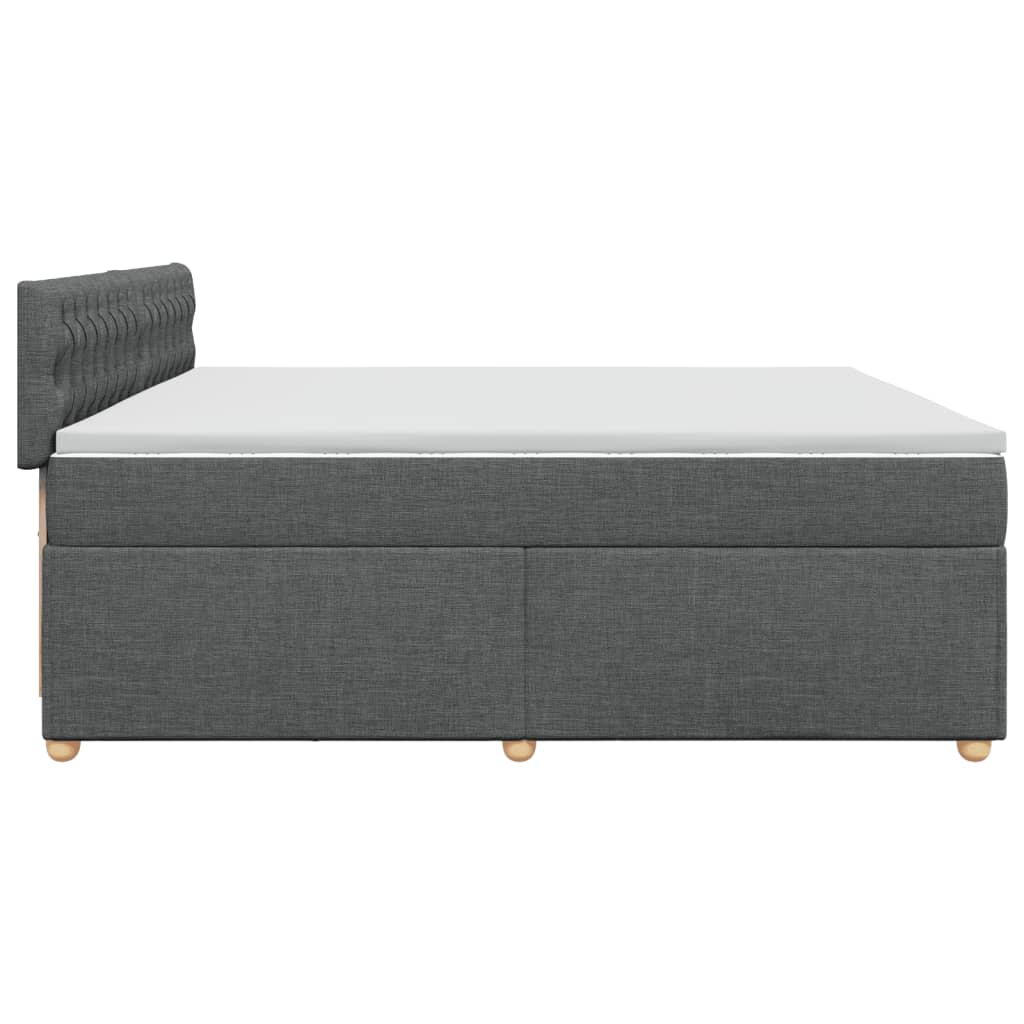 Κρεβάτι Boxspring με Στρώμα Σκούρο Γκρι 200x200 εκ. Υφασμάτινο - Pakobazaar