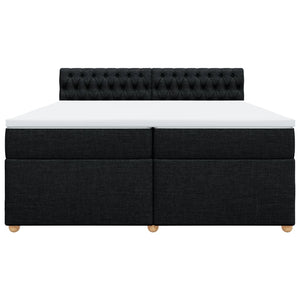 Κρεβάτι Boxspring με Στρώμα Μαύρο 200x200 εκ. Υφασμάτινο - Pakobazaar