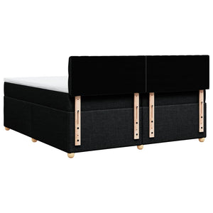 Κρεβάτι Boxspring με Στρώμα Μαύρο 200x200 εκ. Υφασμάτινο - Pakobazaar