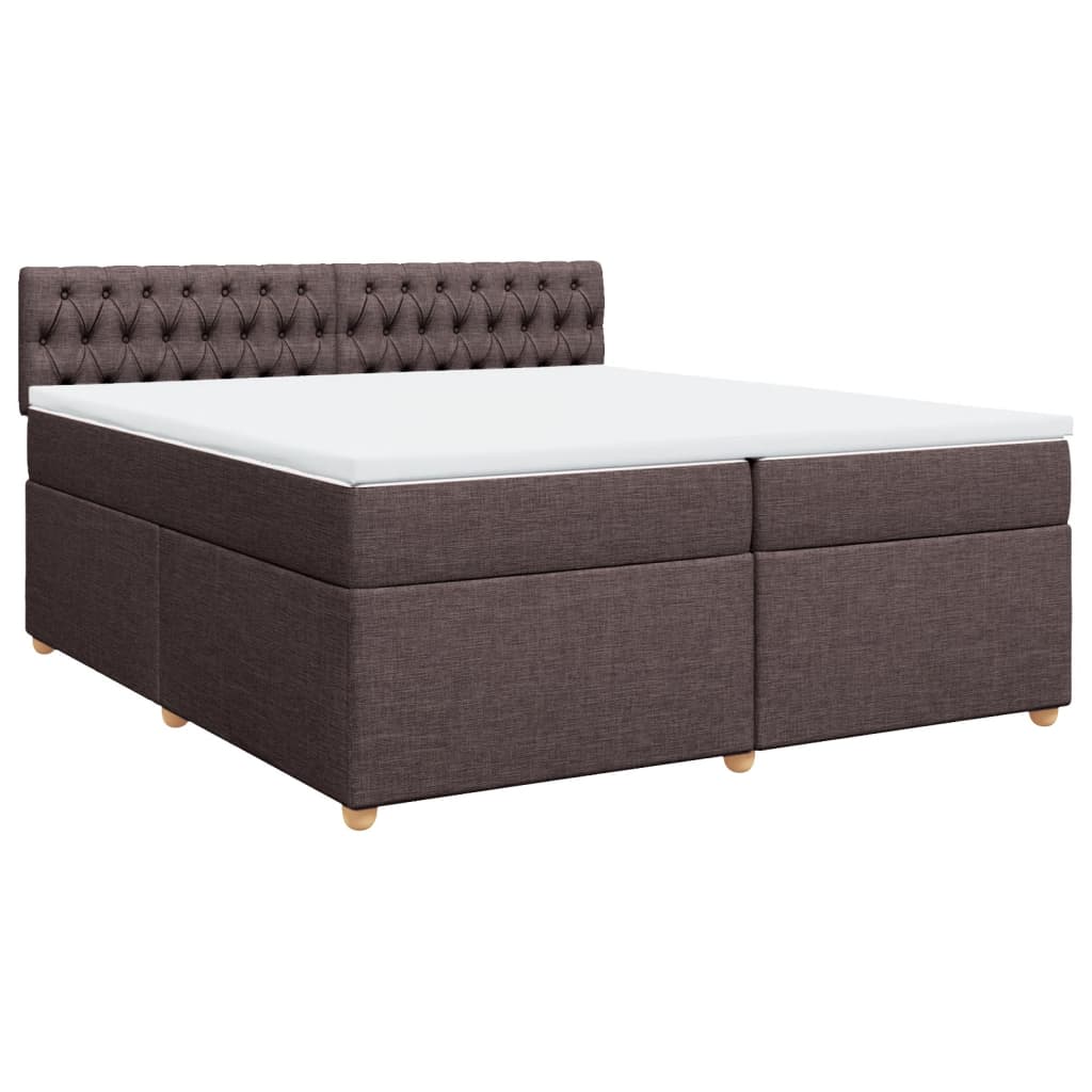 Κρεβάτι Boxspring με Στρώμα Σκούρο Καφέ 200x200 εκ. Υφασμάτινο - Pakobazaar