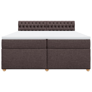 Κρεβάτι Boxspring με Στρώμα Σκούρο Καφέ 200x200 εκ. Υφασμάτινο - Pakobazaar