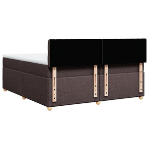 Κρεβάτι Boxspring με Στρώμα Σκούρο Καφέ 200x200 εκ. Υφασμάτινο - Pakobazaar