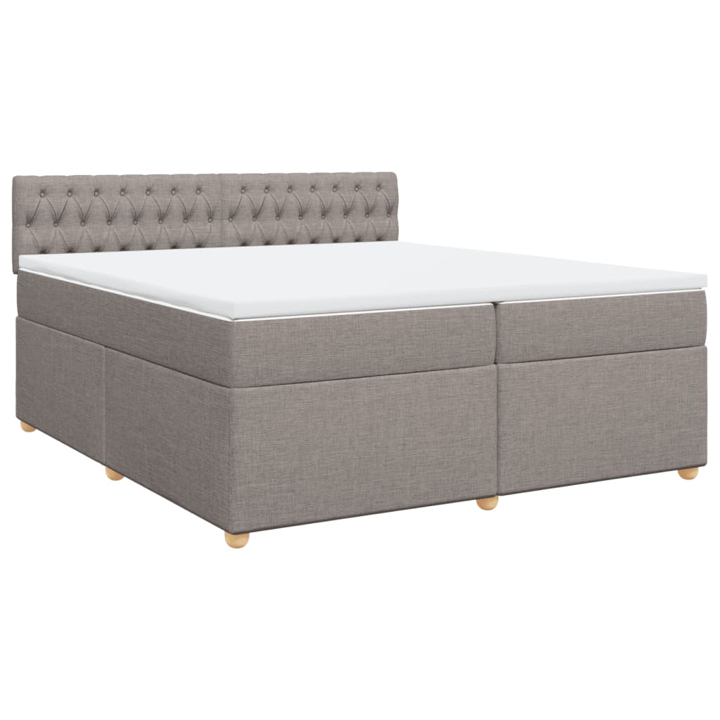 Κρεβάτι Boxspring με Στρώμα Taupe 200x200 εκ. Υφασμάτινο