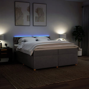 Κρεβάτι Boxspring με Στρώμα Taupe 200x200 εκ. Υφασμάτινο - Pakobazaar