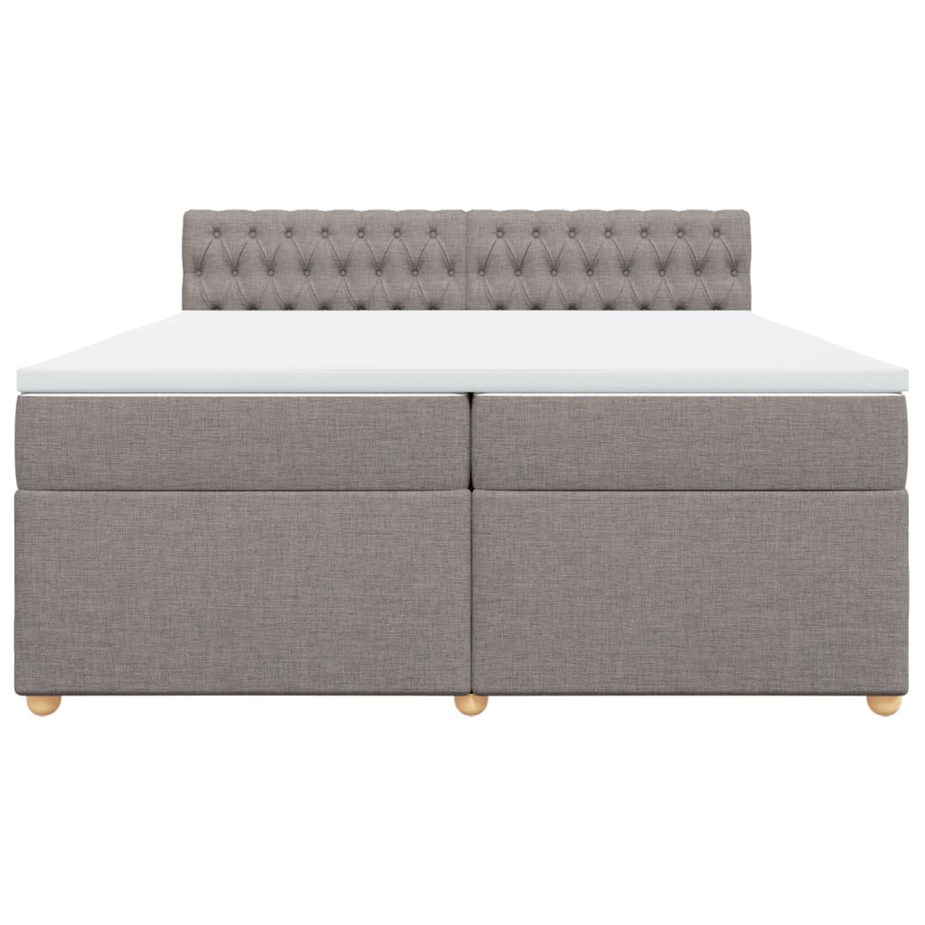 Κρεβάτι Boxspring με Στρώμα Taupe 200x200 εκ. Υφασμάτινο