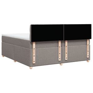 Κρεβάτι Boxspring με Στρώμα Taupe 200x200 εκ. Υφασμάτινο - Pakobazaar