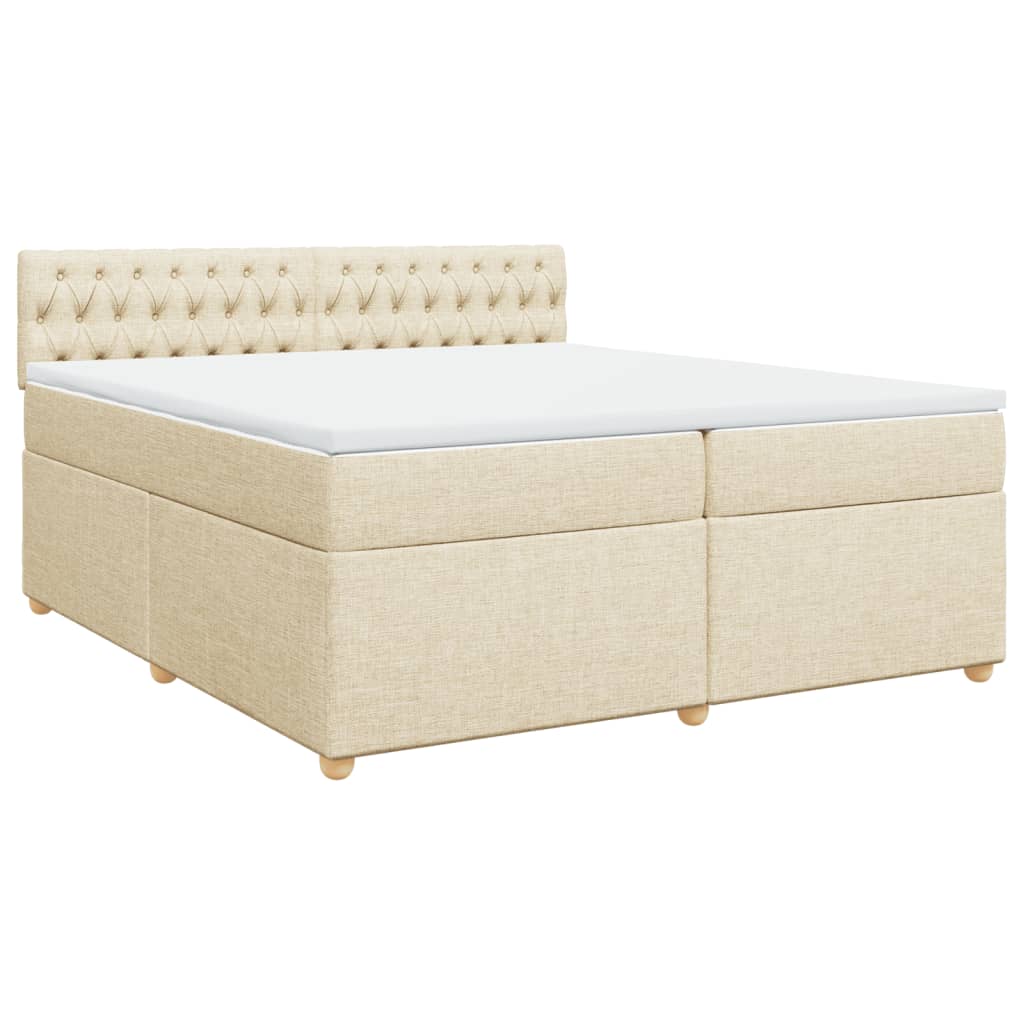 Κρεβάτι Boxspring με Στρώμα Κρεμ 200x200 εκ. Υφασμάτινο - Pakobazaar