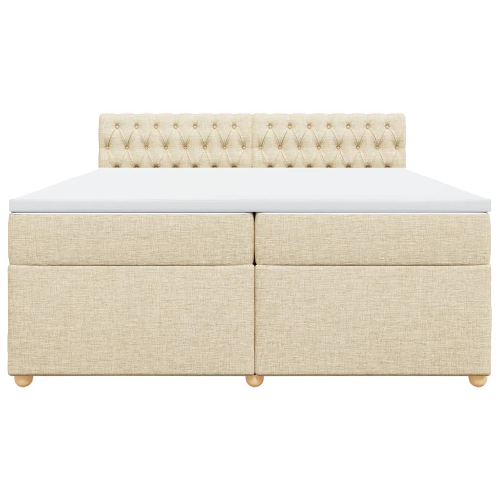 Κρεβάτι Boxspring με Στρώμα Κρεμ 200x200 εκ. Υφασμάτινο - Pakobazaar