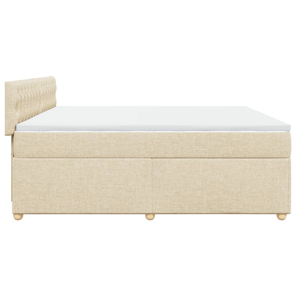 Κρεβάτι Boxspring με Στρώμα Κρεμ 200x200 εκ. Υφασμάτινο - Pakobazaar