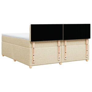 Κρεβάτι Boxspring με Στρώμα Κρεμ 200x200 εκ. Υφασμάτινο - Pakobazaar