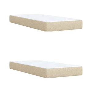 Κρεβάτι Boxspring με Στρώμα Κρεμ 200x200 εκ. Υφασμάτινο - Pakobazaar