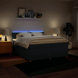 Κρεβάτι Boxspring με Στρώμα Μπλε 200x200 εκ. Υφασμάτινο - Pakobazaar